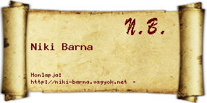 Niki Barna névjegykártya